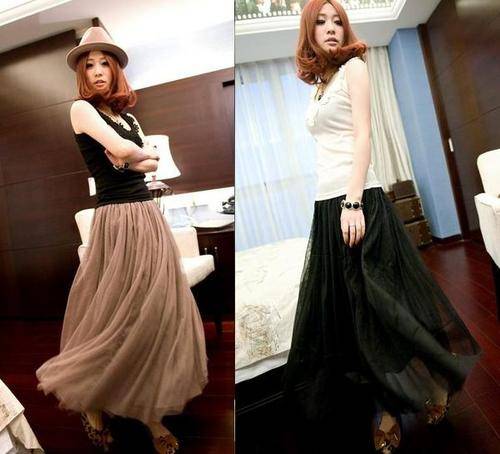 Black Double Mesh Skirt Size:30-34 (also available in khaki)